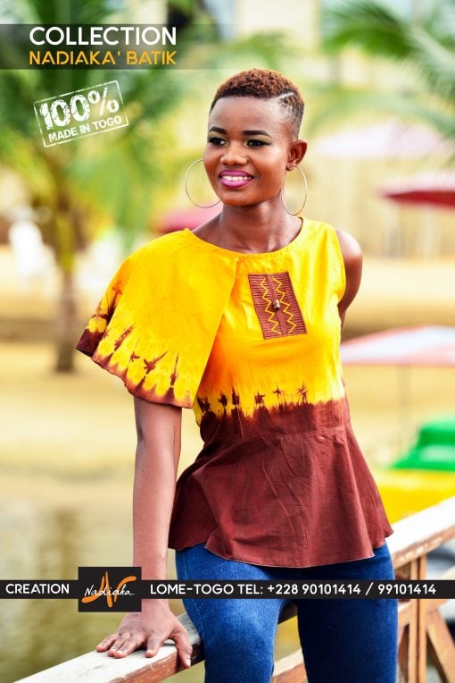 Top batik brodé