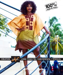 Boubou court en batik brodé