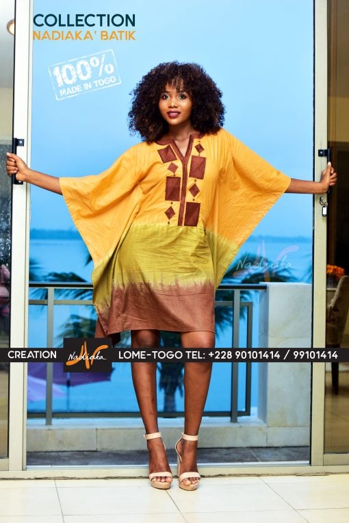 Boubou court en batik brodé – Image 2