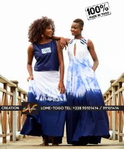 Robe longue batik brodée