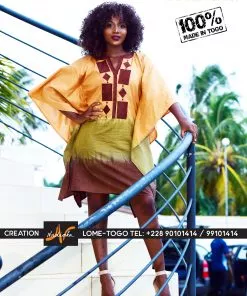 Boubou court en batik brodé
