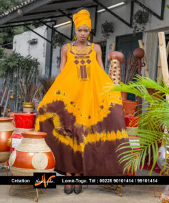 Robe longue batik brodée