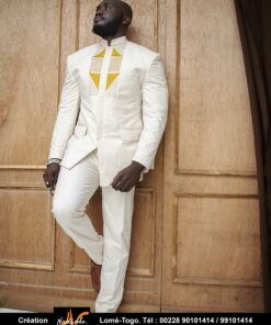 Ensemble costume coton écru brodé