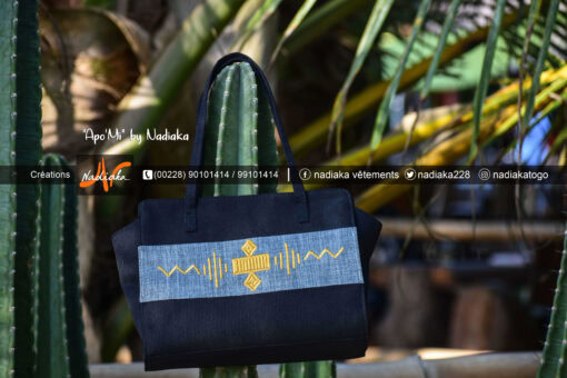Sac à main brodé "Apo'Mi" Noir