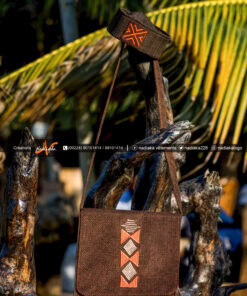 Sac bandoulière brodé "Apo'Mi" Marron