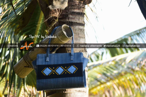Sac à main brodé "Apo'Mi" Bleu