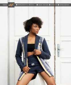 Ensemble tailleur veste et short en pagne tissé