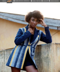 Ensemble tailleur veste et short en pagne tissé