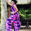 Ensemble pantalon palazzo et gilet cape long. Tissu tie and dye rose fuschia et violet
