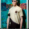 Chemise manches courtes, en tissu coton batik beige marron