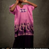 Robe boubou batik brodée, couleurs dégradées violet clair/violet foncé.