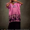 Robe boubou batik brodée, couleurs dégradées violet clair/violet foncé.