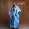 Ensemble 3pieces, ensemble lin noir et super cape en pagne tissé Faso danfani